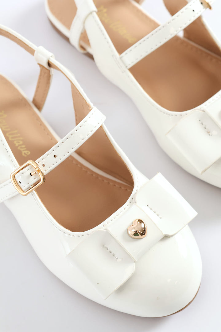 Girls Occasion Heeled Pump - White