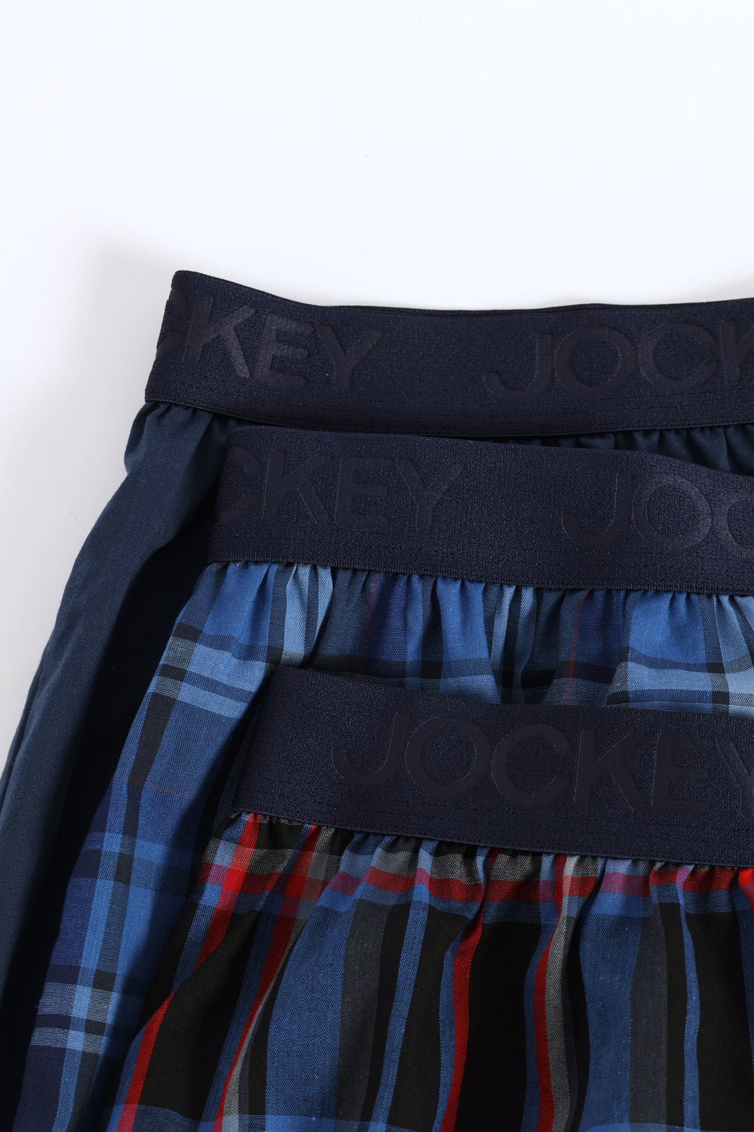 3 Pack Woven Boxers - Blue/Red/Black