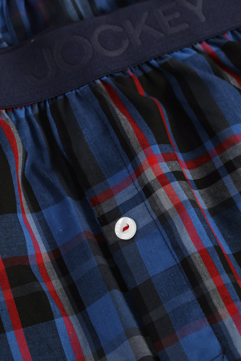 3 Pack Woven Boxers - Blue/Red/Black