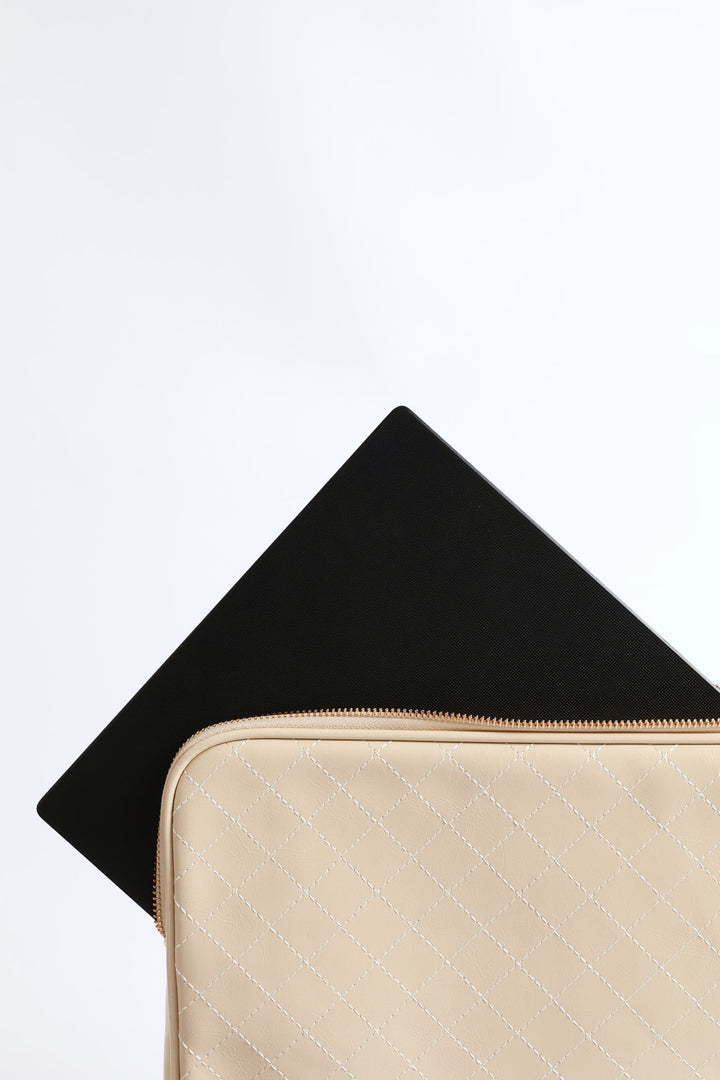 15' Topstitch Laptop Sleeve - Cream