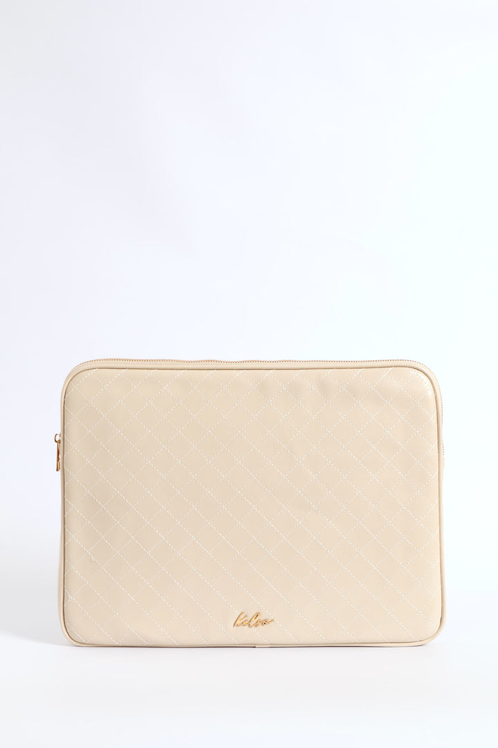 15' Topstitch Laptop Sleeve - Cream