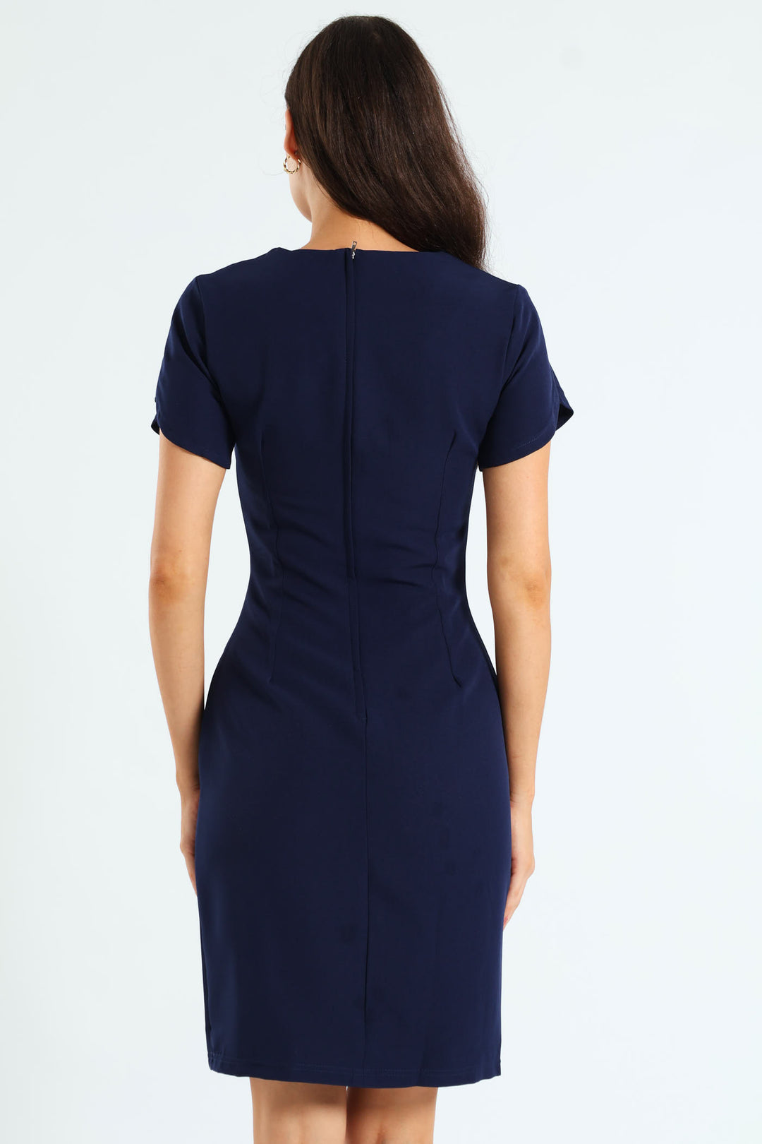 Tulip Sleeve Pencil Dress - Navy