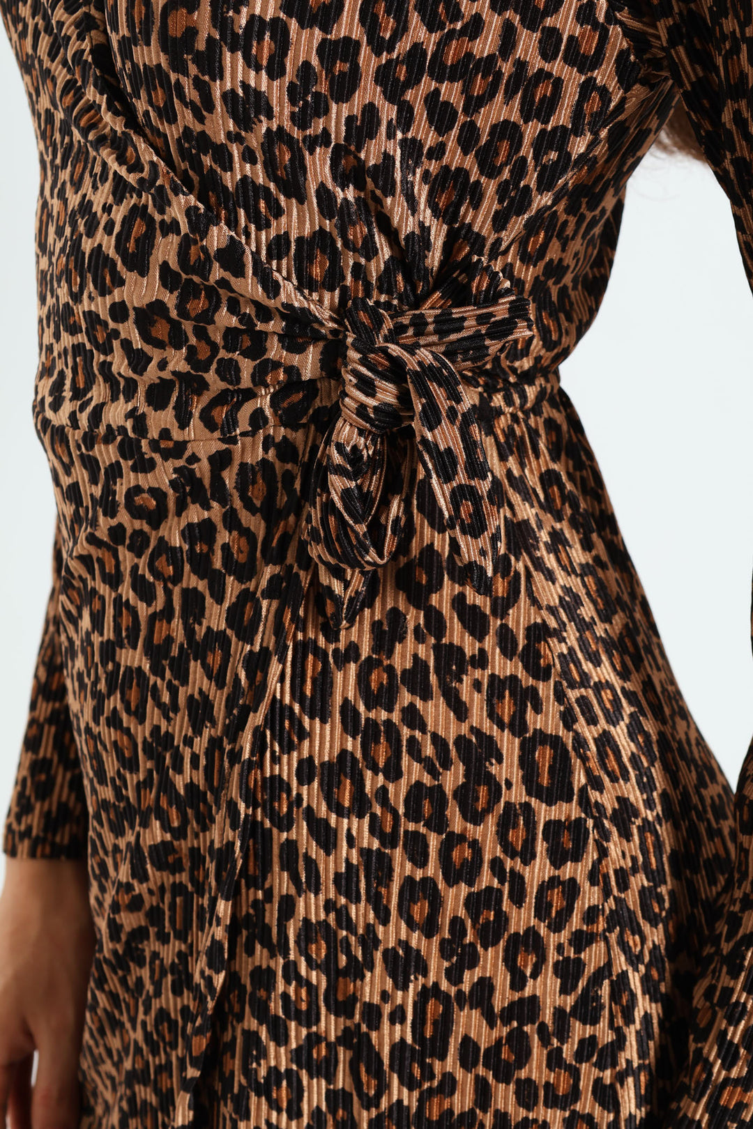 Wrap Plisse Midi Dress - Animal Print