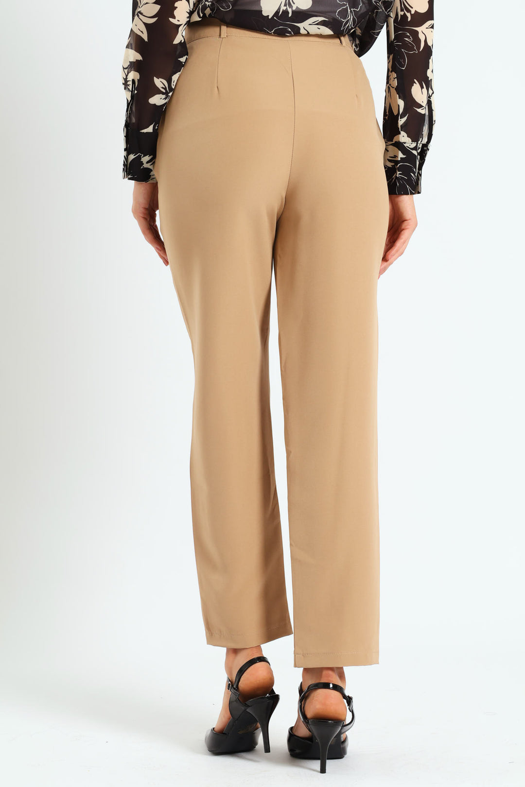 Pin Tuck Slim Leg Pant - Latte