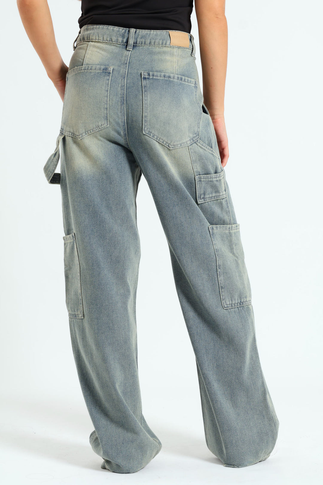 Cargo Contrast Stitch Jean - Salty Mid Wash