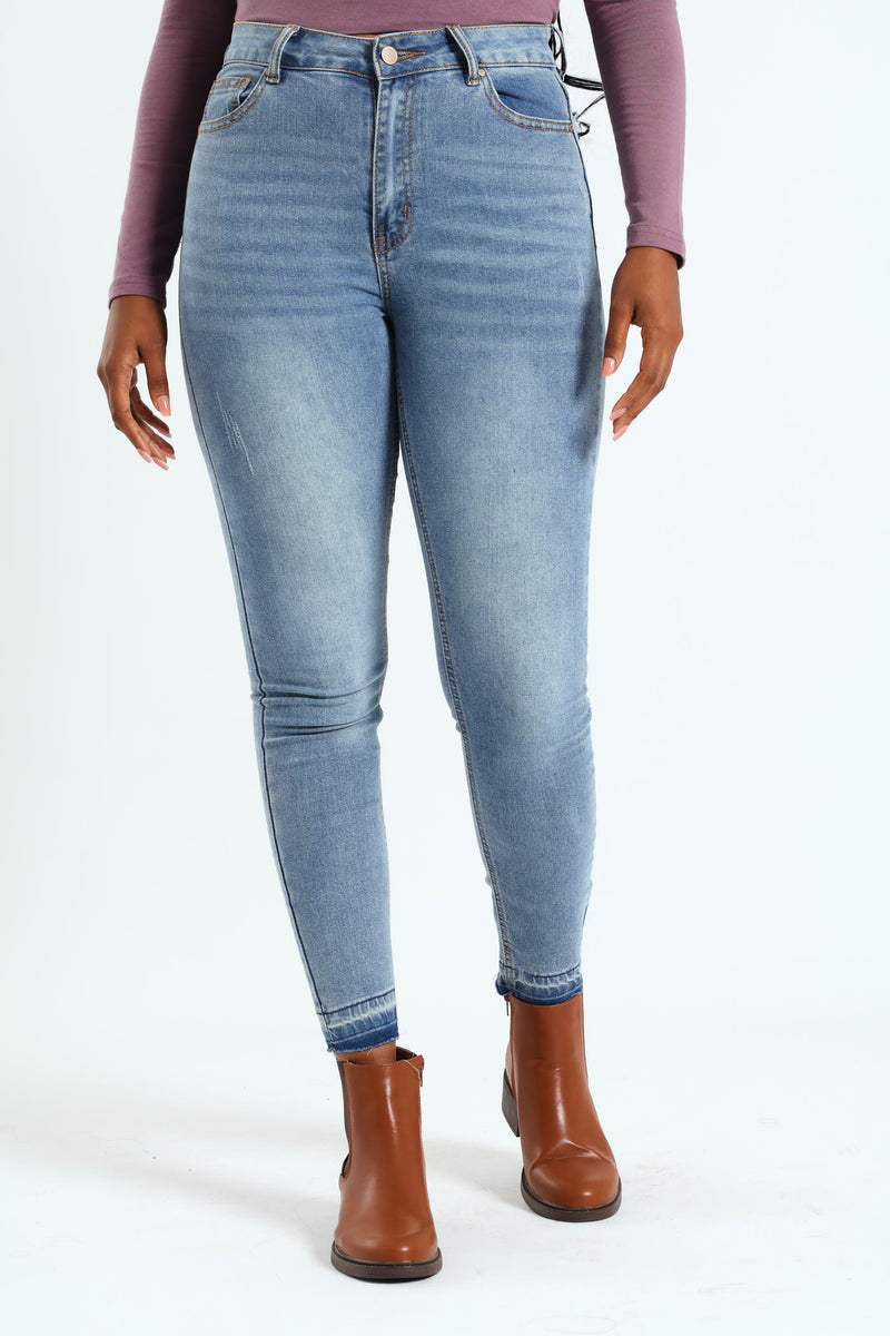 Let Down Hem Push-Up Skinny Jean - Stonewash