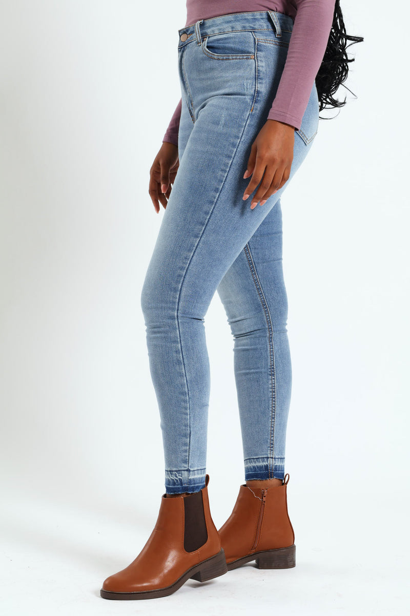Let Down Hem Push-Up Skinny Jean - Stonewash