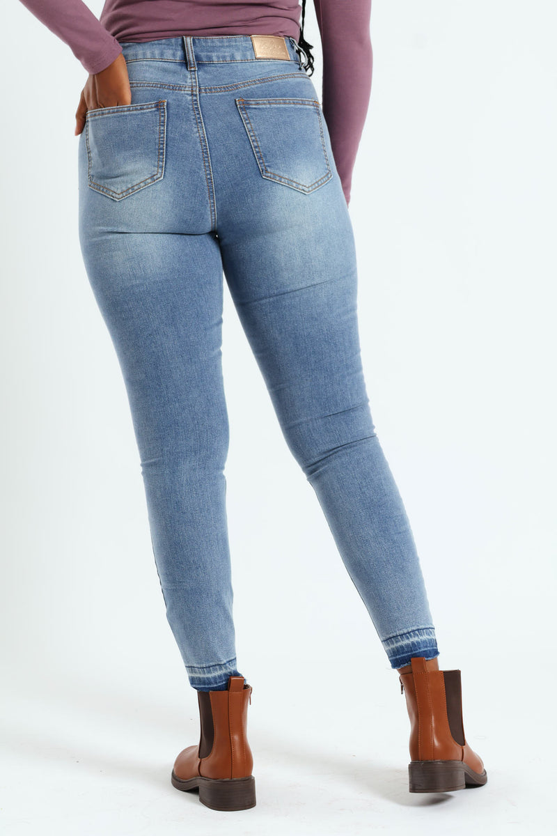 Let Down Hem Push-Up Skinny Jean - Stonewash