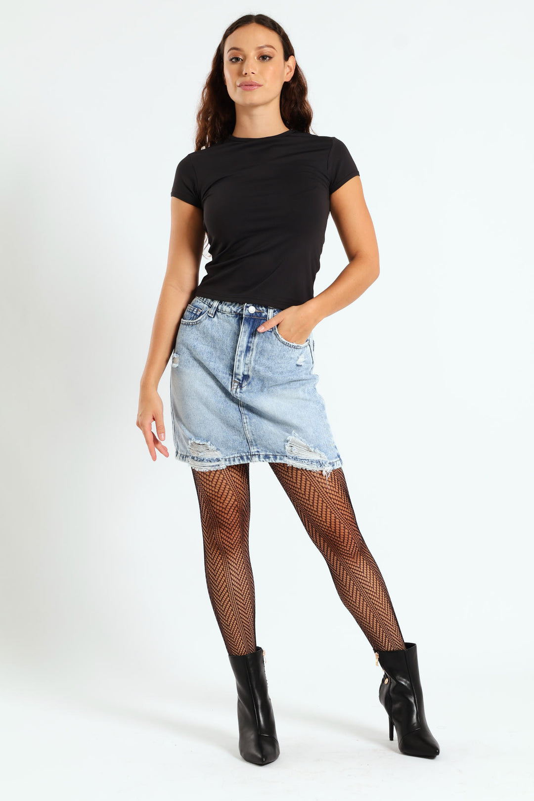 Chevron Fishnet Stockings - Black