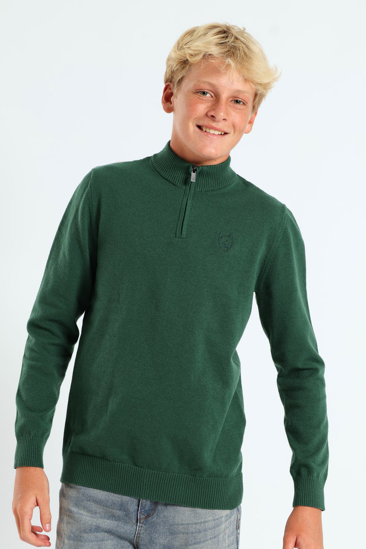 Boys Quarter Zip Lightweight Pullover - Green