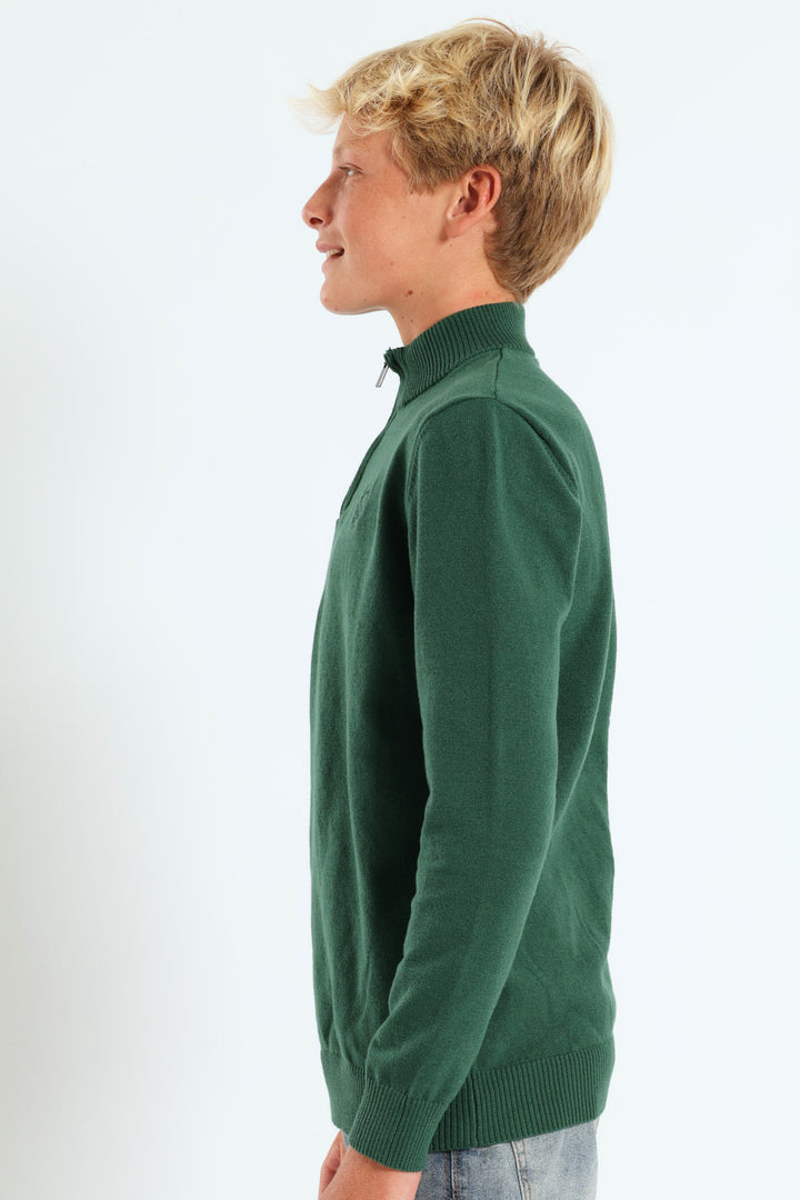 Boys Quarter Zip Lightweight Pullover - Green