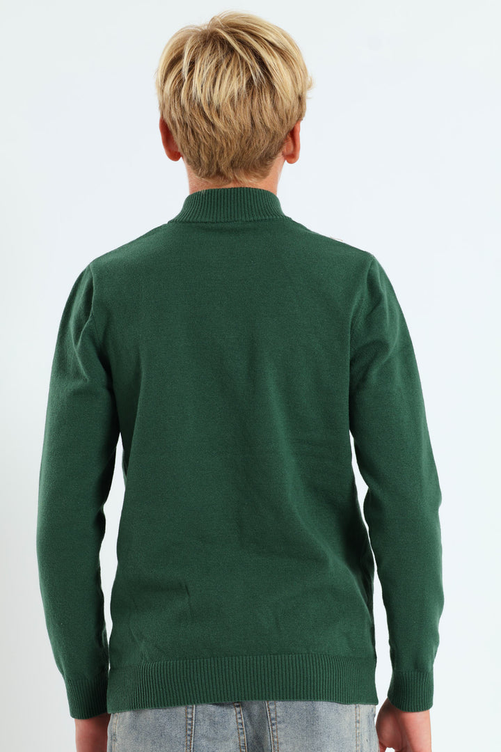 Boys Quarter Zip Lightweight Pullover - Green