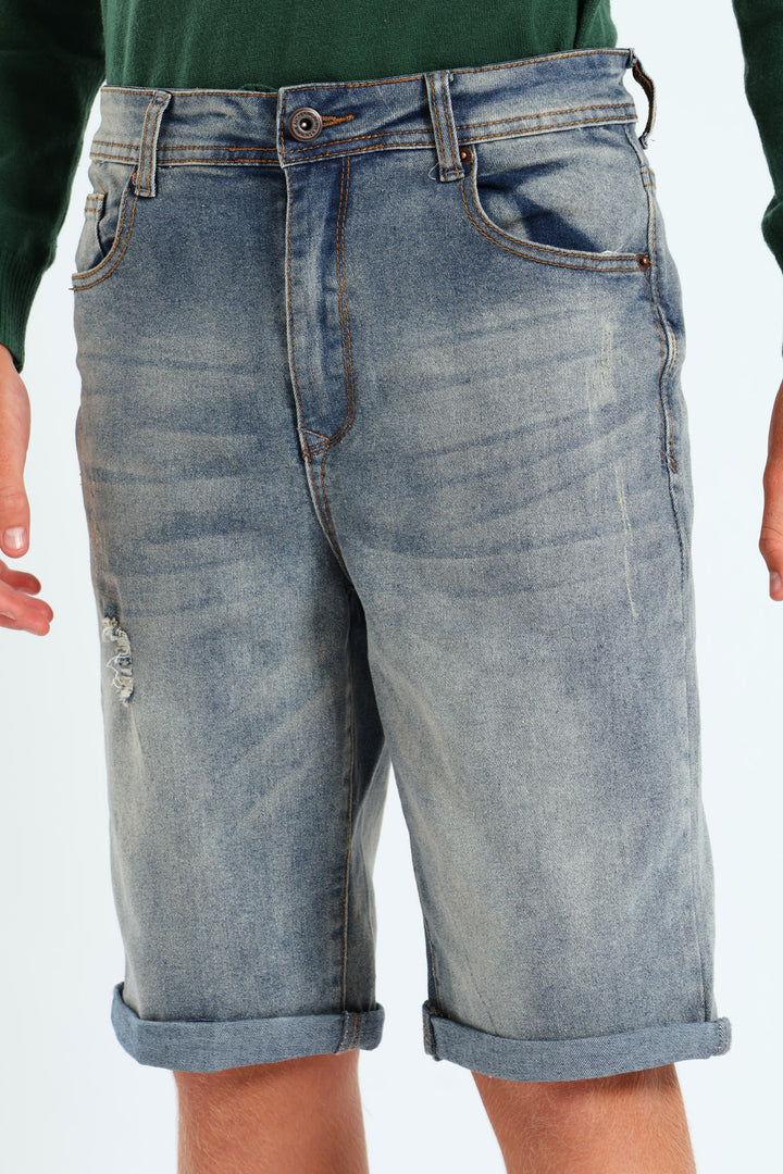 Boys Tinted Abraised Walkshort - Blue