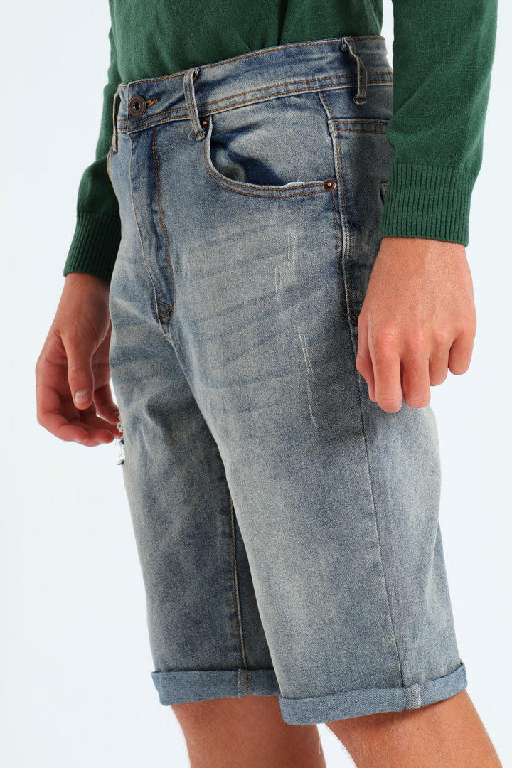 Boys Tinted Abraised Walkshort - Blue