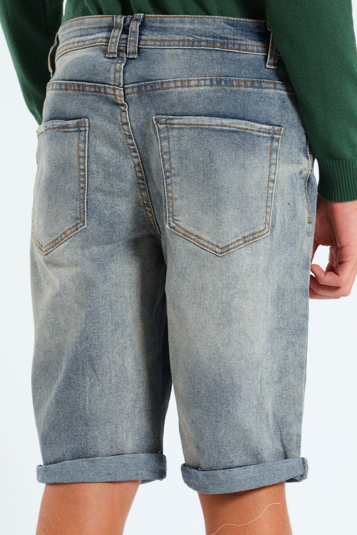 Boys Tinted Abraised Walkshort - Blue