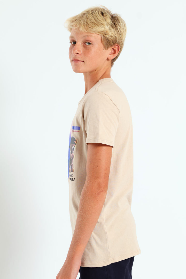 Boys Teddy Breakdance Tee - Stone