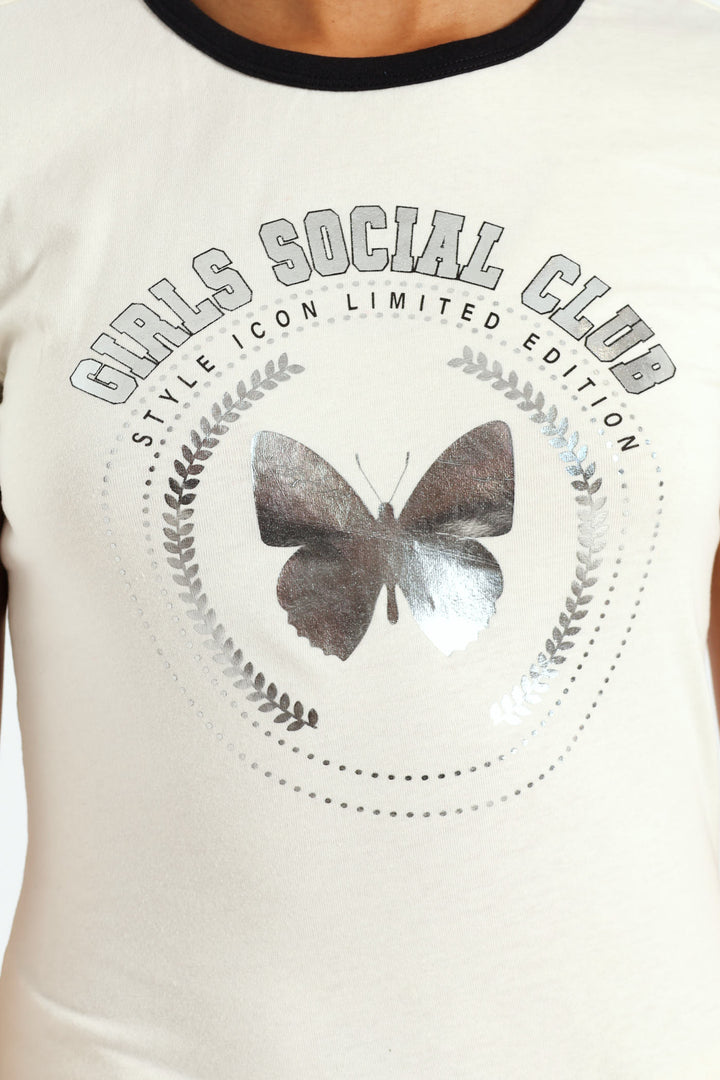 Girls Club Tee - Cream