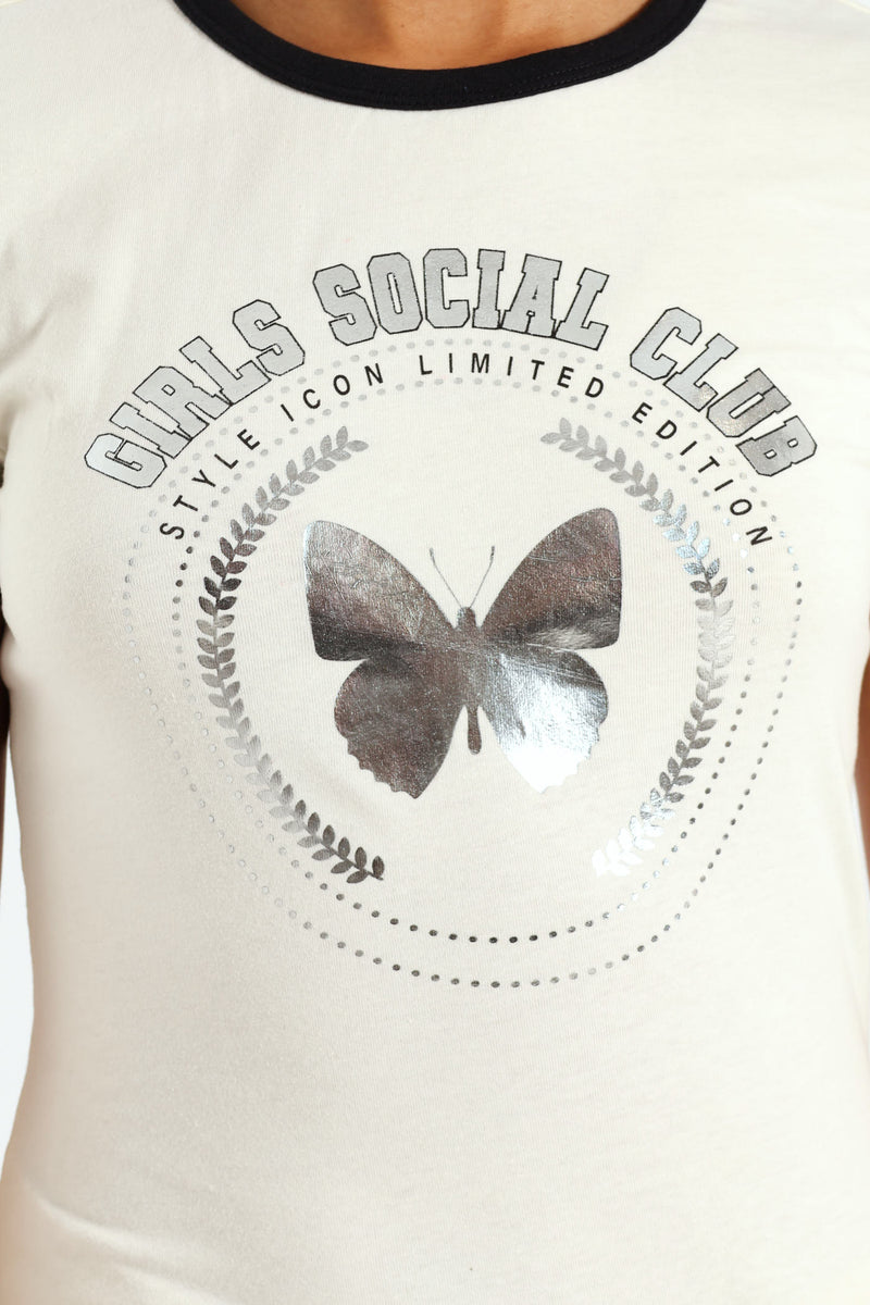 Girls Club Tee - Cream