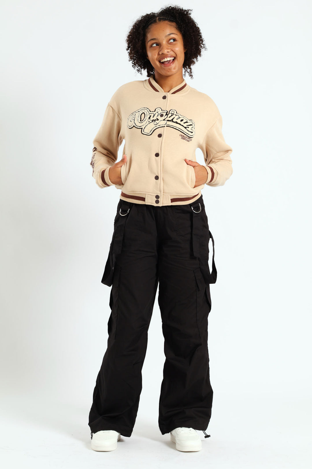 Girls Baseball Jacket - Stone