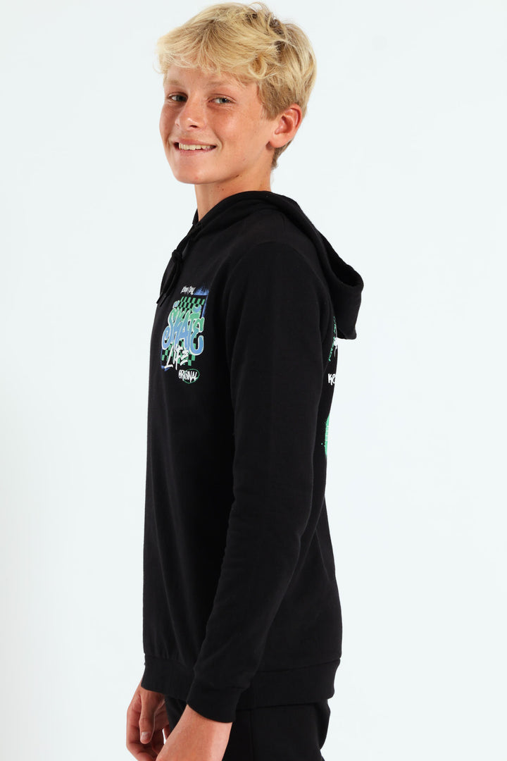 Boys Graffiti Skate Hoody - Black