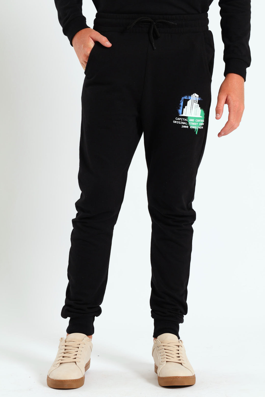 Boys Graffiti Skate Jogger - Black