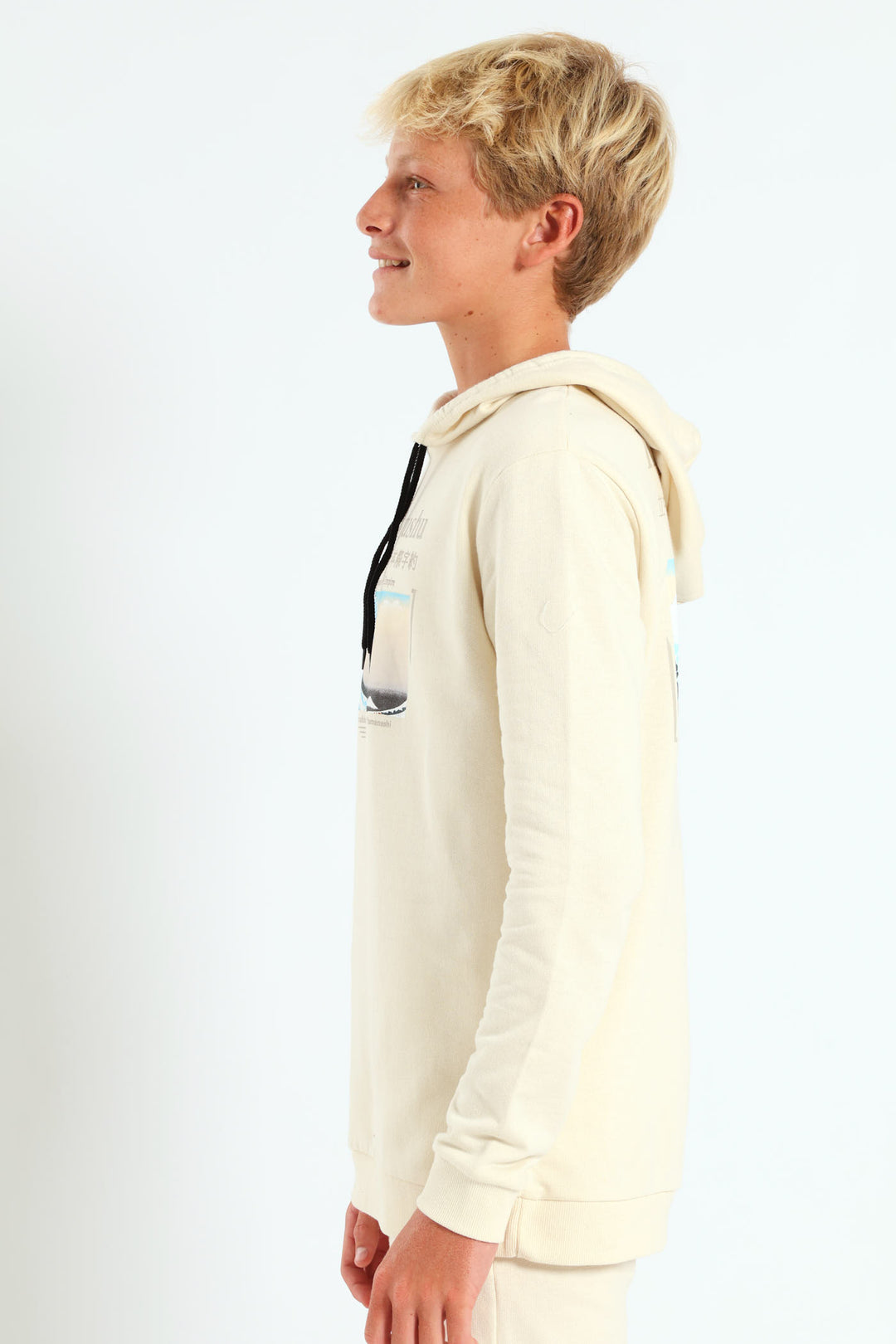 Boys Japanese Wave Hoody - Stone