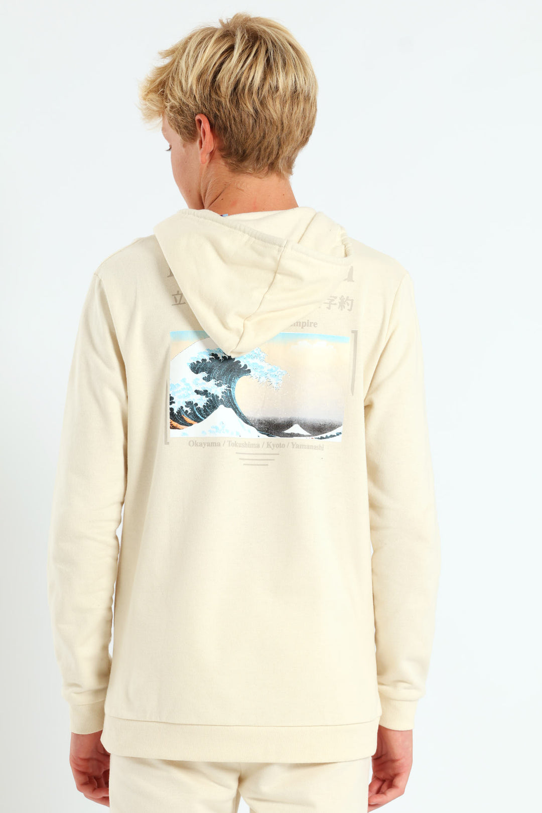 Boys Japanese Wave Hoody - Stone