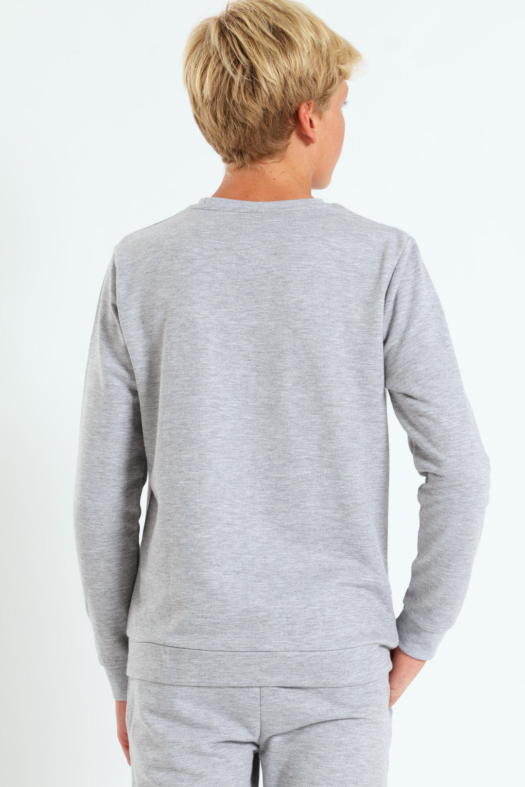 Boys Fleece Crew Top - Grey Melange