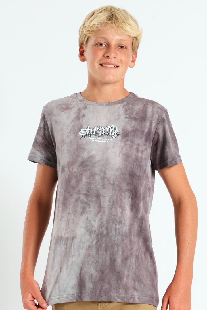 Boys Spectre Dye Brave Front & Back Tee - Grey
