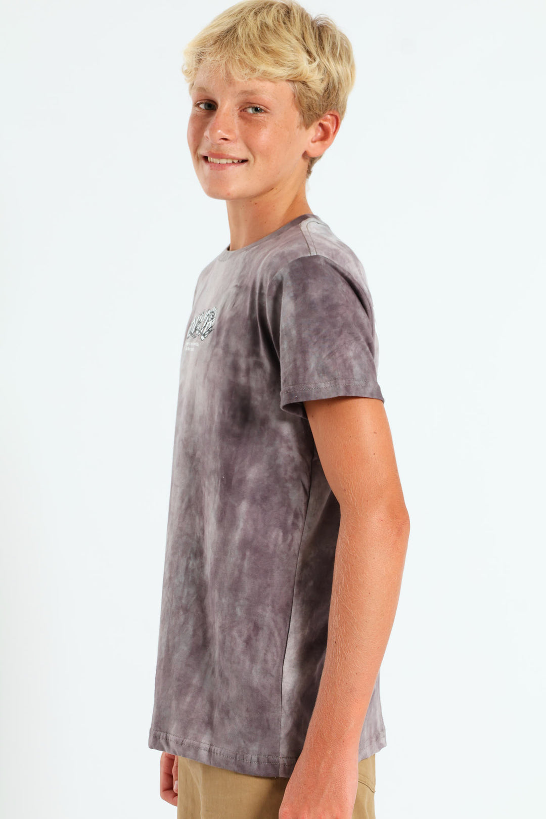 Boys Spectre Dye Brave Front & Back Tee - Grey