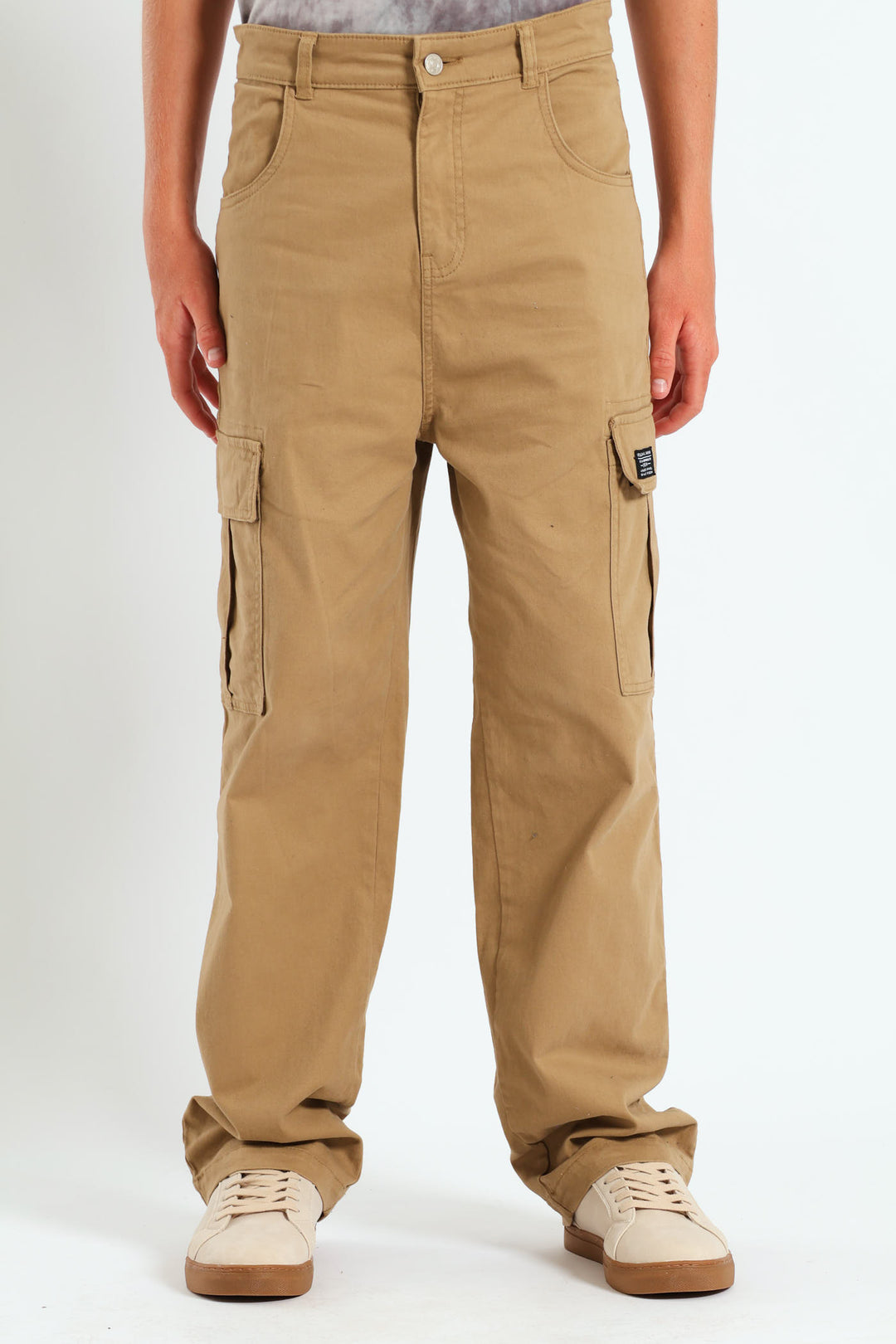Boys Baggy Cargo Pants - Stone
