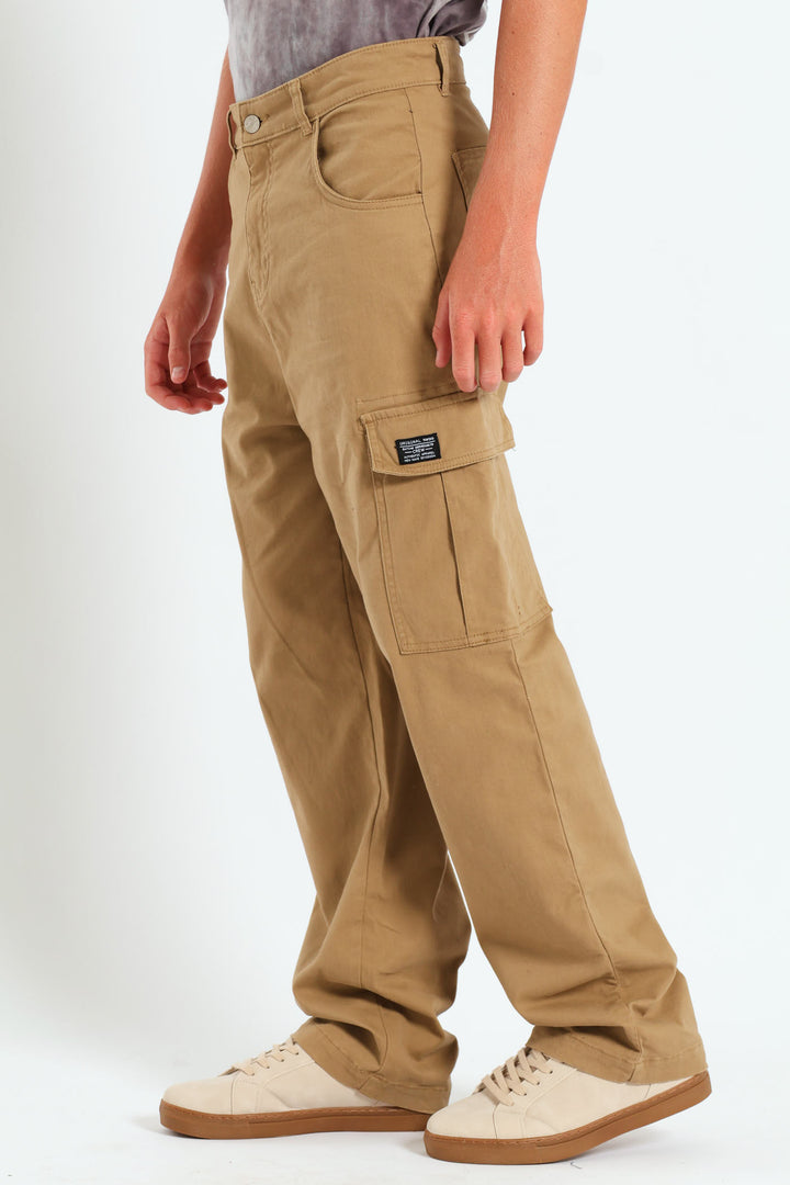 Boys Baggy Cargo Pants - Stone