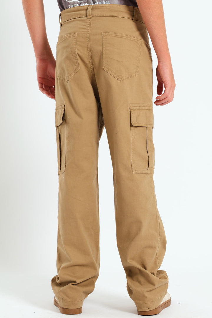 Boys Baggy Cargo Pants - Stone