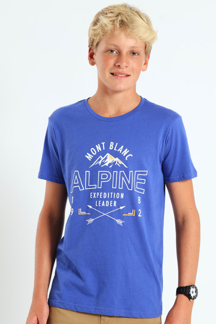 Boys Alpine Print Tee - Blue