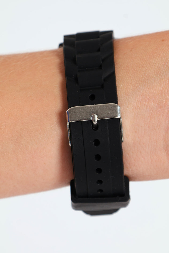 Pre-Boys Soccer Silicone Analogue Watch - Black