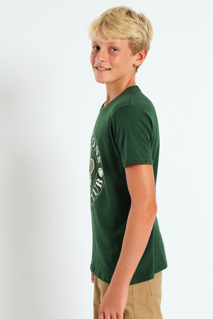 Boys Tennis Print Tee - Green