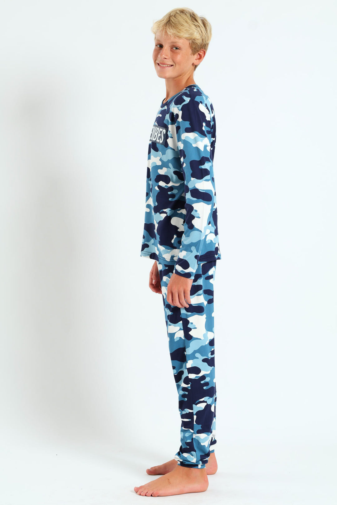 Boys Long Sleeve Camo Print Set - Navy