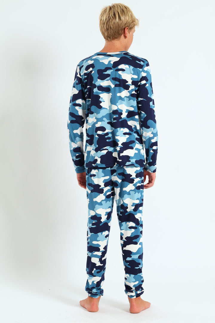Boys Long Sleeve Camo Print Set - Navy