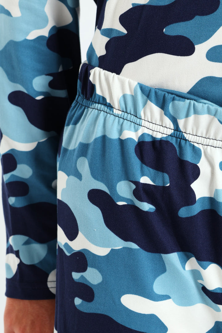 Boys Long Sleeve Camo Print Set - Navy