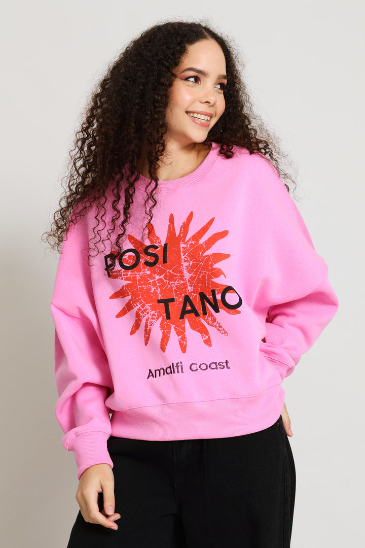 Positano Crew Fleece Pullover - Pink