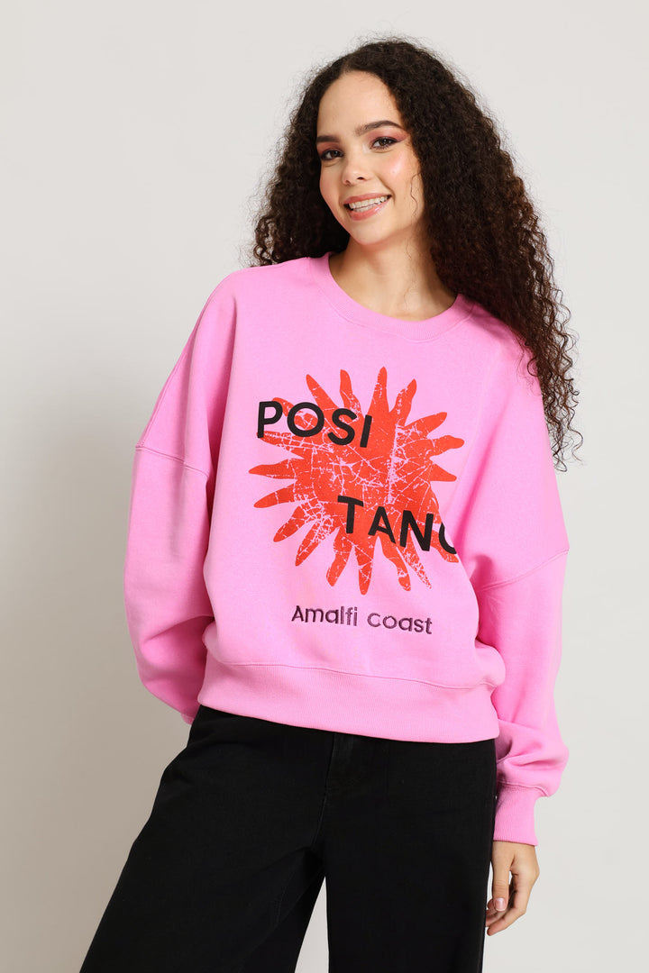 Positano Crew Fleece Pullover - Pink