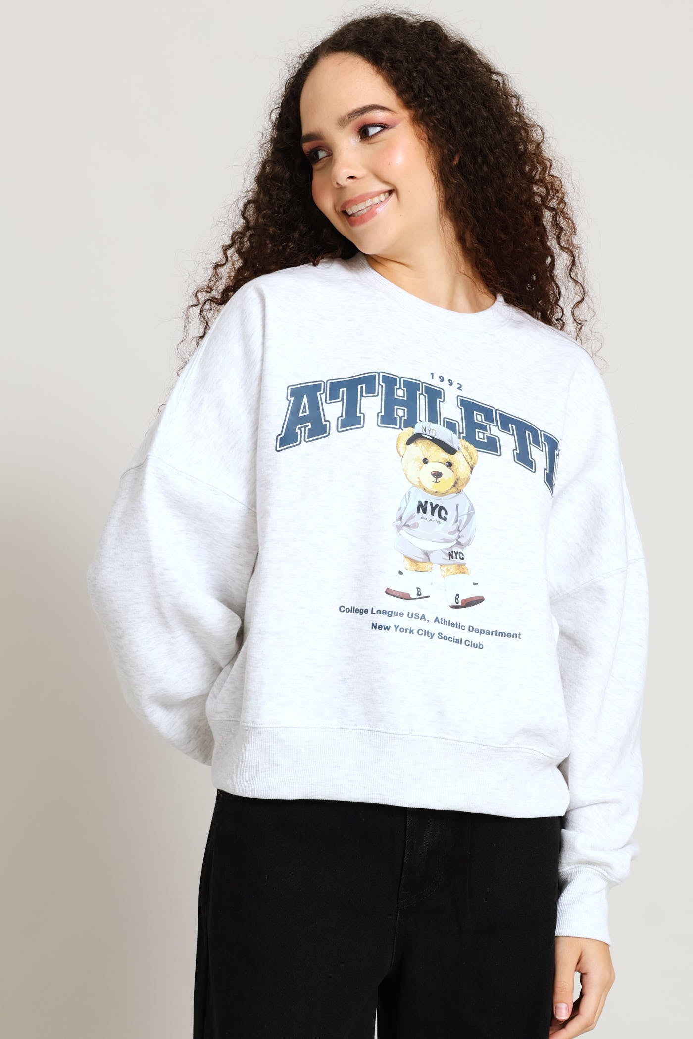 Ladies Teddy Crew Fleece Pullover - Grey Melange – Edgars