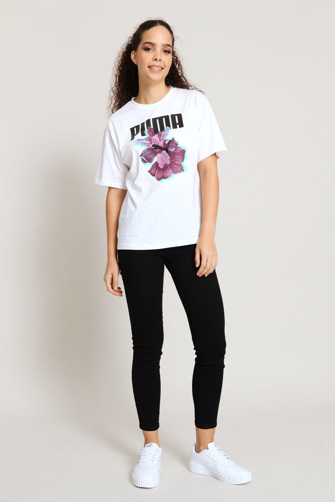 Essential Graphic Print Relaxed Woven Top - White