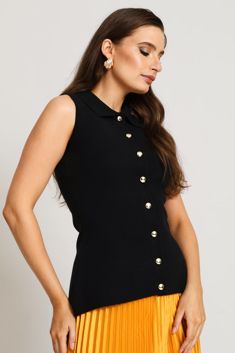 Collared Waistcoat - Black