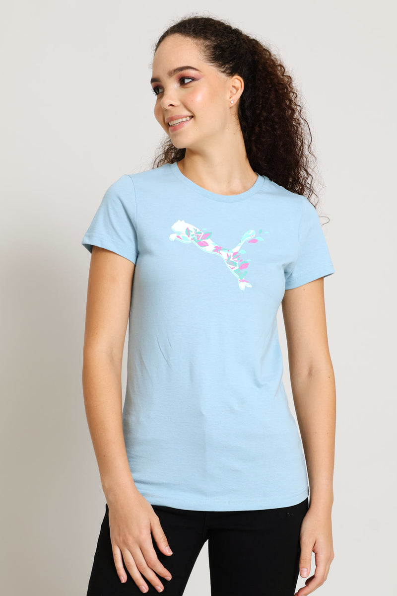 Graphics Floral Cat Tee - Seafoam