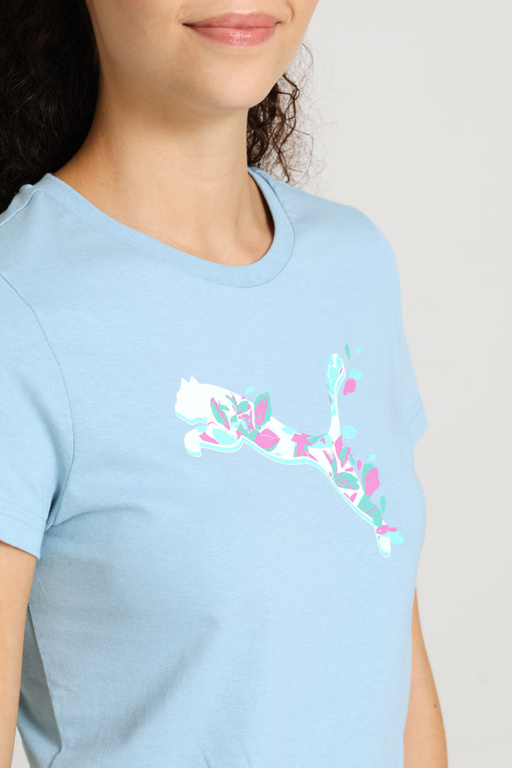 Graphics Floral Cat Tee - Seafoam