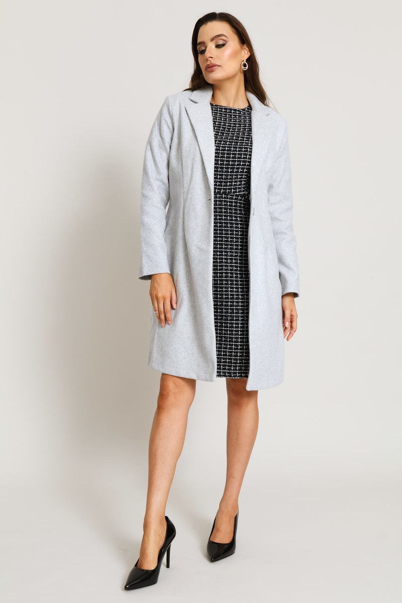 Basic Button Coat - Grey