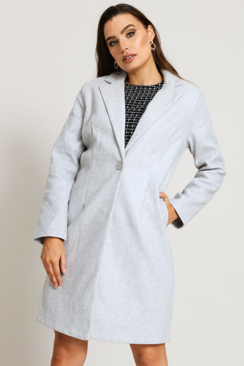Basic Button Coat - Grey