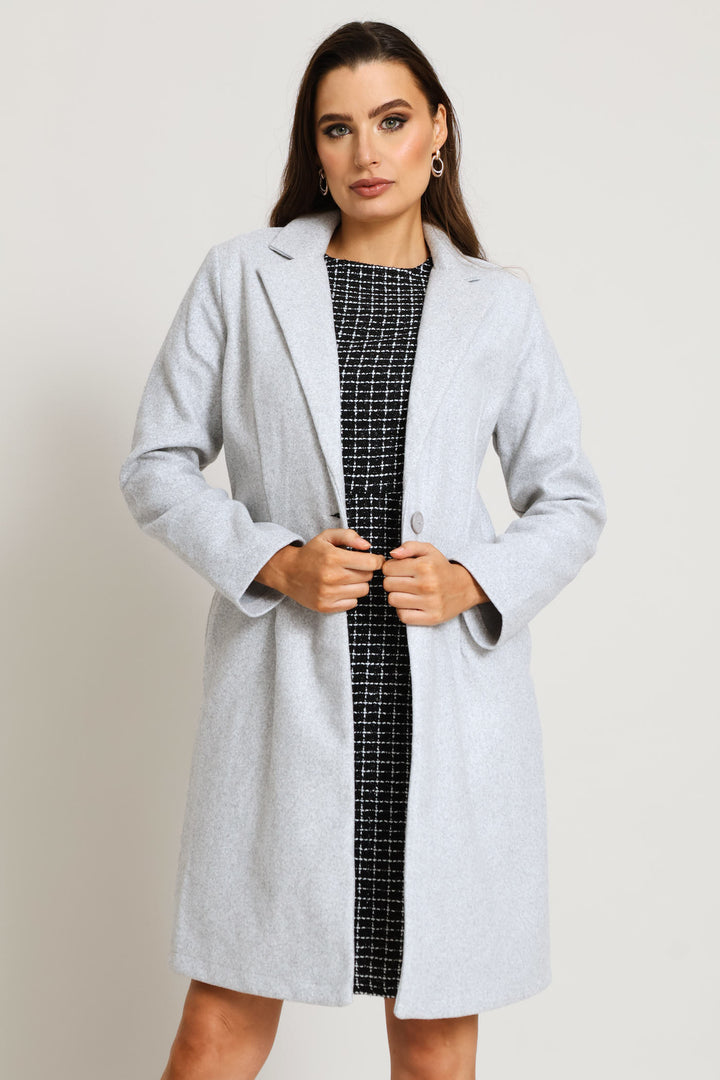 Basic Button Coat - Grey