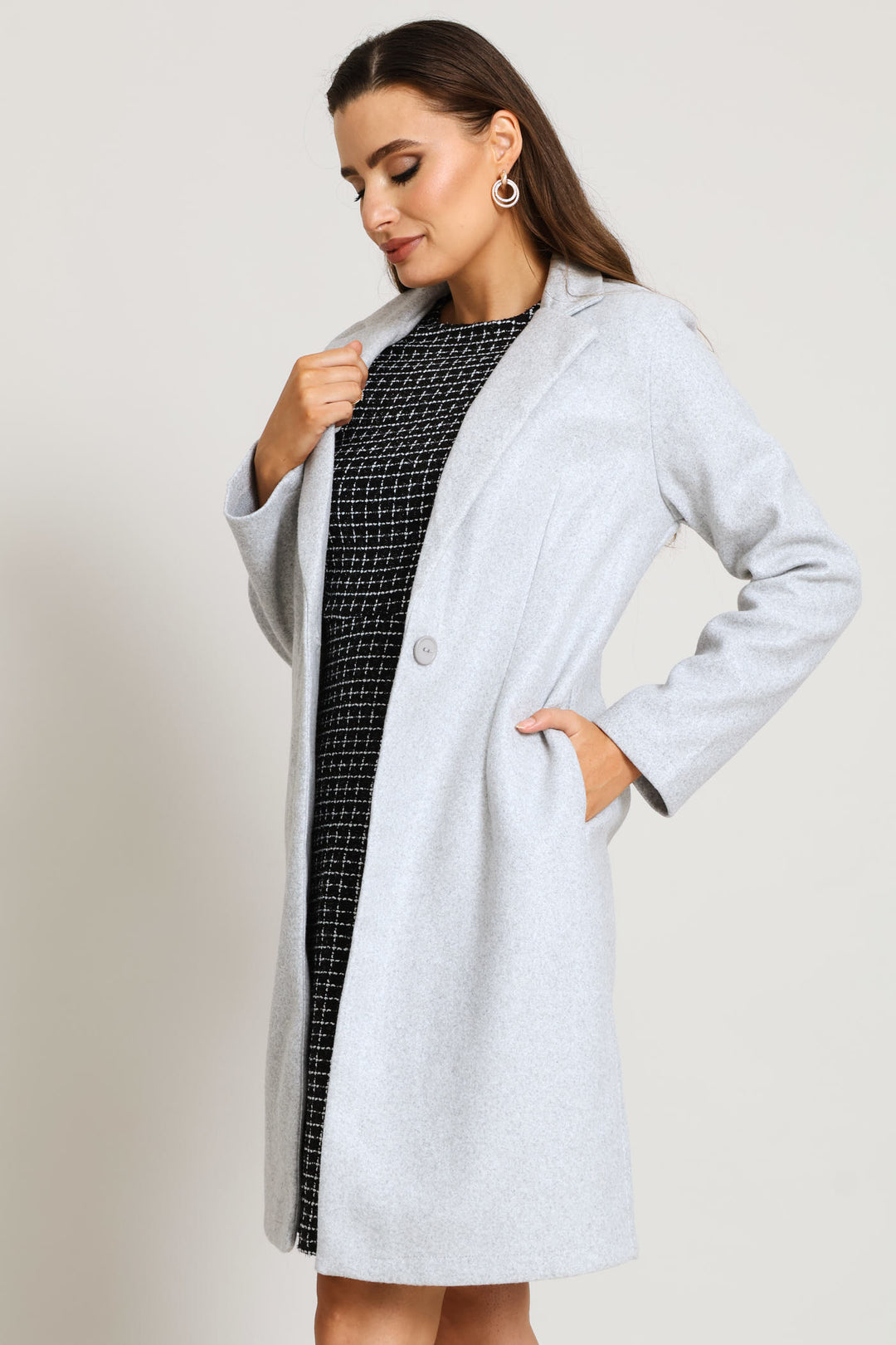 Basic Button Coat - Grey